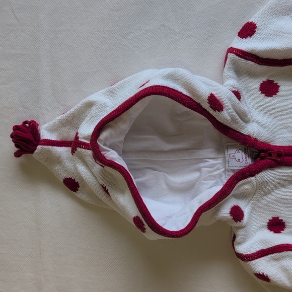 vintage babyGap dotted pixie hoodie zip-up knit cardigan sweater 0-3 months baby - Picture 2 of 12